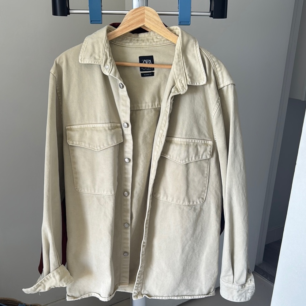 Zara Tan Shirt Jacket Relaxed Fit